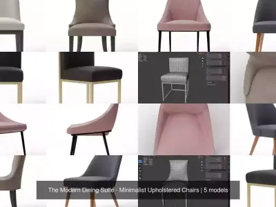 The Modern Dining Suite - Minimalist Upholstered Chairs 3D Model Pack