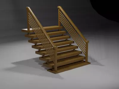 Wooden Stairs Free low-poly 3D model