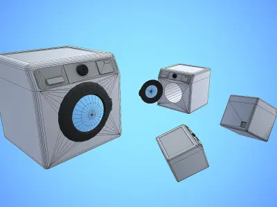 WASHING MACHINE KITCHEN CARTOON STYLIZED Low-poly 3D model