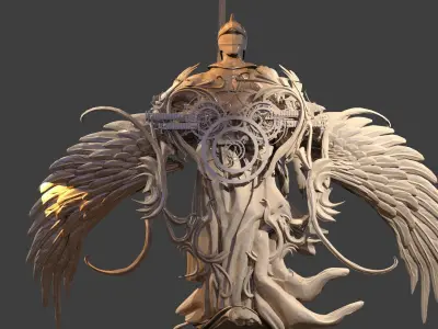 Sir Lamorak knight statue winged  3D model