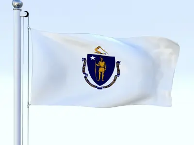 Animated Massachusetts Flag Low-poly 3D model