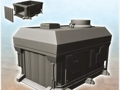 Futuristic spacecraft garage with removable door 12 - Future Sci 3D print model