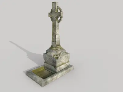 Environment gravestone with cross on top Low-poly 3D model
