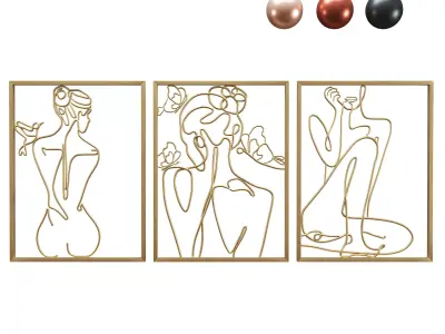 Minimalist Metal Line Art Woman 3D model