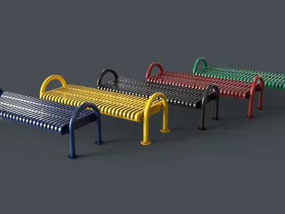 Metal Modern Bench 4 PBR Game Ready Low-poly 3D model