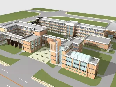 School Building 3D model 90