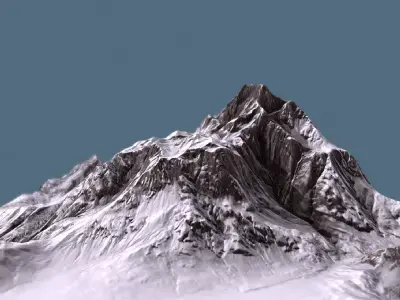 Mountain terrain under the snow Low-poly 3D model