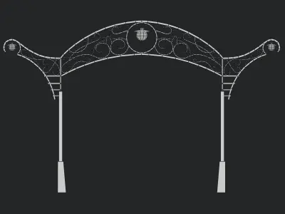 Wrought Iron Arch with Lanterns Low-poly 3D model