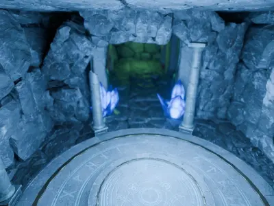 Rune Cave Low Poly Model EEVEE Free low-poly 3D model