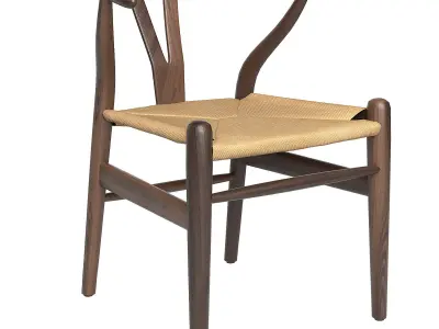 Natural Hans Wegner Replica Wishbone Chairs Low-poly 3D model