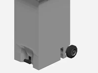 Plastic big street waste bin with wheels and top cover Low-poly 3D model