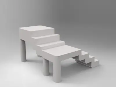 Ladder wooden table with stairs Free 3D model