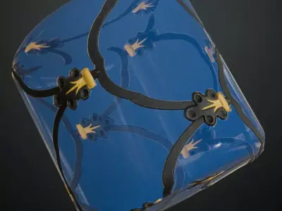 Blue and Black Decorative Glass Pattern Transparent PBR Seamless Texture