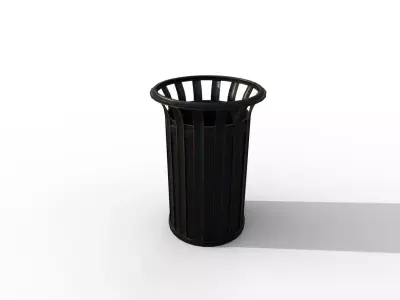 Trash Can Low-poly 3D model 34