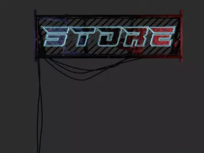 Cyberpunk Sign Board Low-poly 3D model