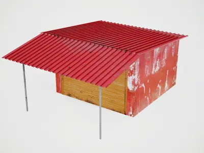 Old Garage Low-Poly PBR Low-poly 3D model