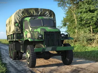 World War II Tactical Supply Truck Camo Simplified 3D model