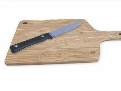  Wooden Cutting Board With Kinfe PBR 