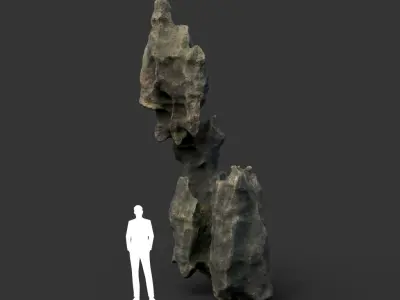 Low poly Casual Eroded Limestone Modular 210722 Low-poly 3D model