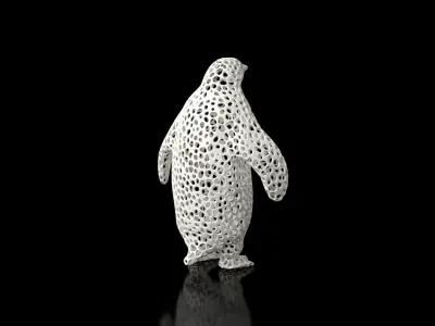 Penguin Voronoi Low-poly 3D model