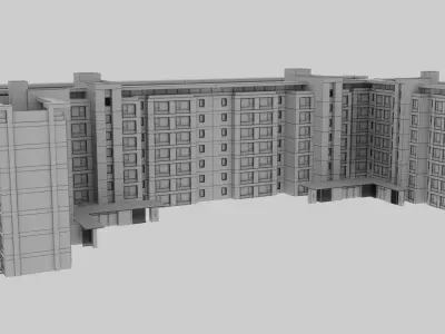 Glass building exterior Low-poly 3D model