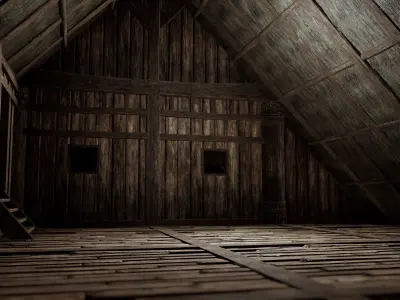 Viking Medieval House with interior and Props Low-poly 3D model