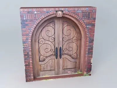 Luxury wooden doors Free 3D model