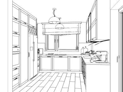 Grey Classic Kitchen  Dust Grey  Full kitchen scene 3D model