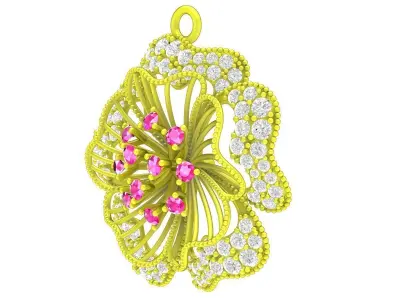 Luxury Floral Diamond Pendant Jewelry Design 6614 3D print model