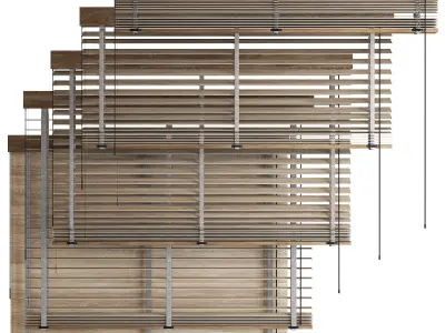 Wooden Blinds Set Low-poly 3D model purchase