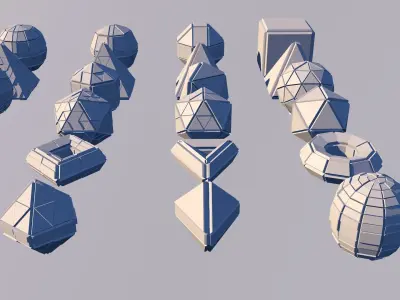 Sci Fi Set Object 24 Pieces - Pyramid Sphere Torus 2019 Low Poly 3D model