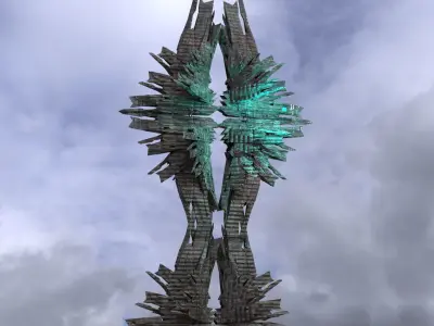 Cyberpunk Dystopian crystal Star tower 2  3D model