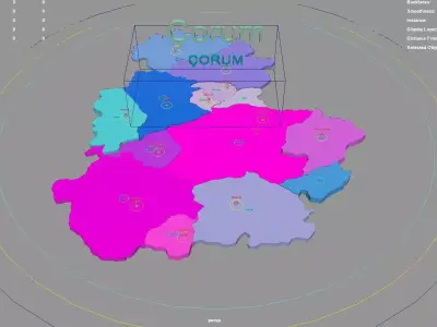 Corum  Black Sea Region  Turkey map region geography political 3D model