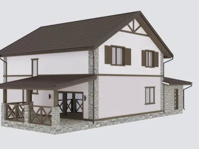 Residential house half-timbered 3D model