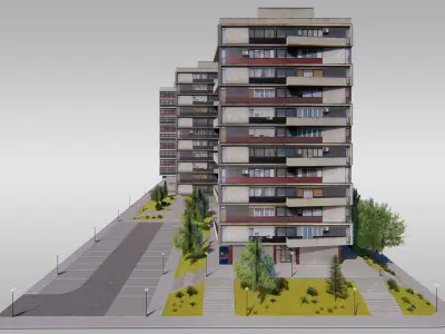 Communist Trinity Towers Low-poly 3D model