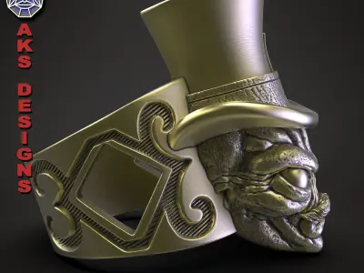 skull Ring Jewelry Magician alien v1  3D print model