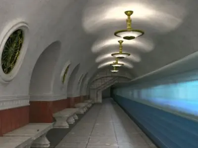 Spacious Tram Station 3D model