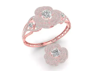 Elegant Floral Halo Diamond Ring for Women  1281 3D print model