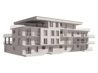 Apartment Exterior Residential Building Low-poly 3D model