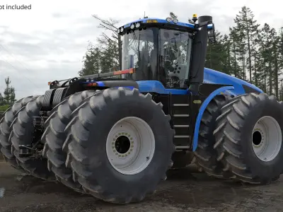  New Holland T9 Series Farming Tractor Blue Dirty Rigged 