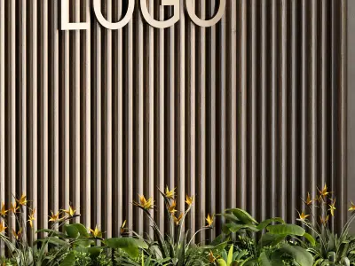 Wall with plant 06 3D model