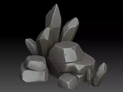 stylized rocks and crystals 3D model