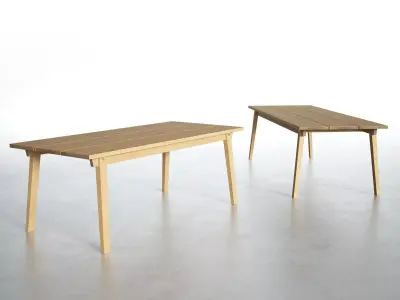 Slice three wooden tables 3D model