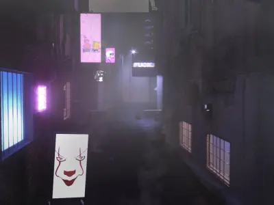 Lane with five buildings 3D model