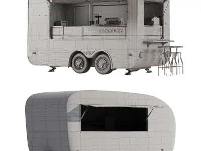 Coffe Truck Low-poly 3D model