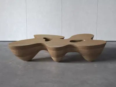 Quark5E coffee table made of wood 3D model