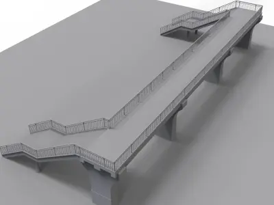 Overpass bridge with stairs leading up to it 3D model