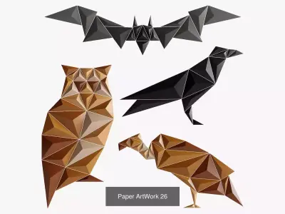 Paper artwork collection 4 3D Model Pack