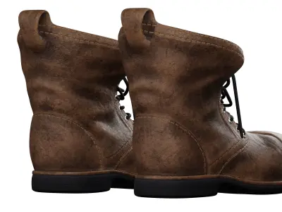 Old work boots Low-poly 3D model