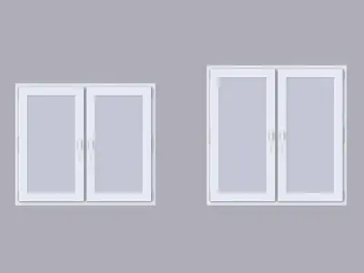 Set of low-poly bivalve windows Low-poly 3D model